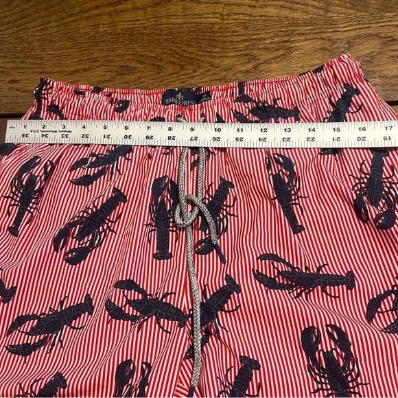 Rainforest Shorts Mens Medium M Blue Stripe AOP Lobster Print Lined Swim Trunks - Picture 4 of 8